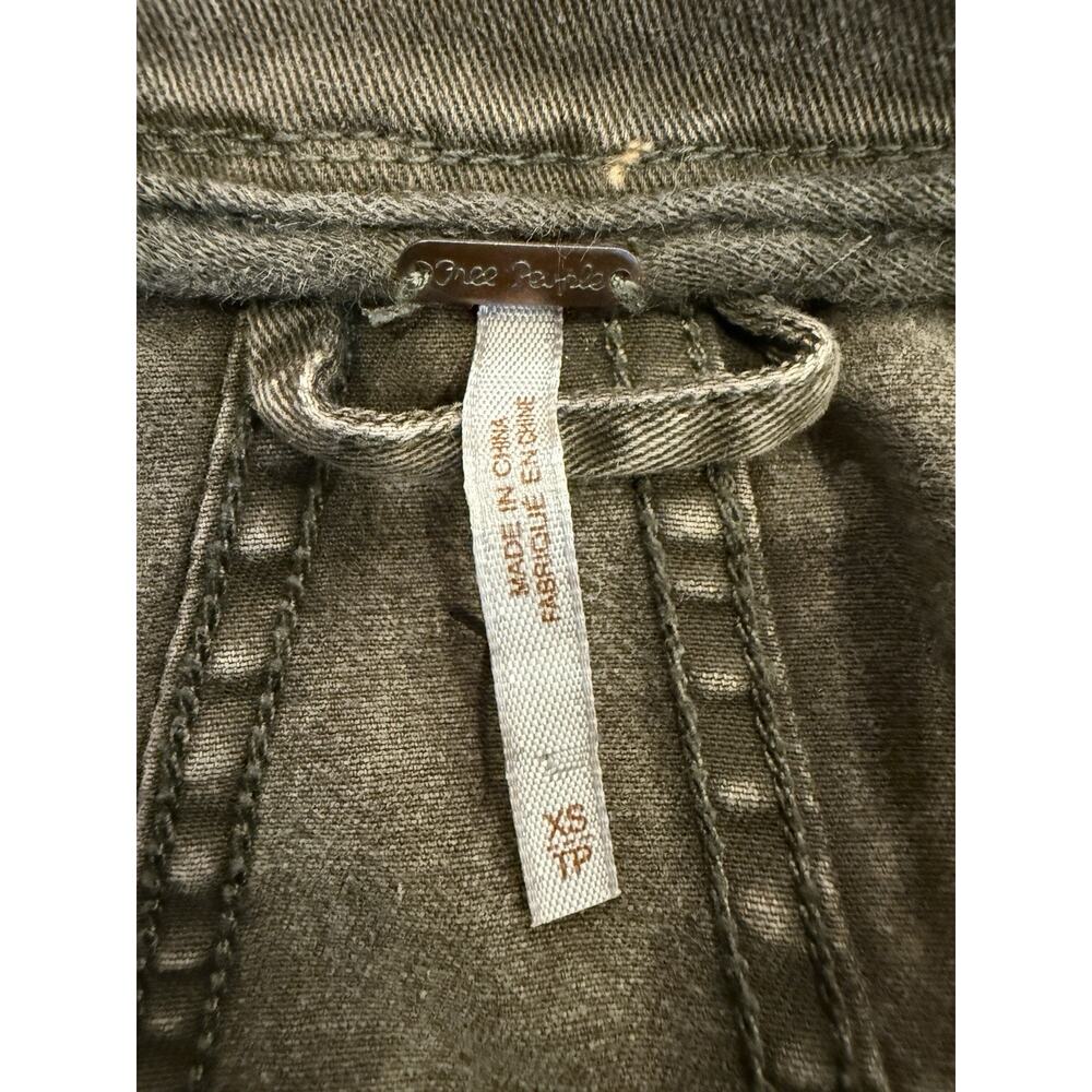 Free People Womens Collapsing Twill Military Raw Hem Snap On Jacket Size XS - Picture 7 of 10